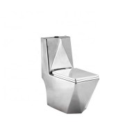 Square Bowl One Piece Gold Wc Silver Color  Toilet