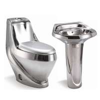 Silver Toilet Basin KD-09GPE Luxury Silver Color Toilet and Basin Set OEM Sanitary Ware