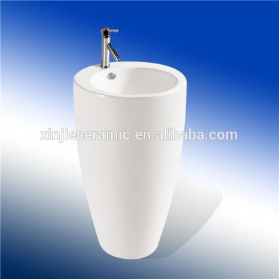 White Ceramic Basin Free Standing Egg Shape Hand Wash Sink